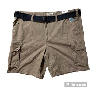 Big Tall Men's Sonoma Belted Cargo Shorts Shiitake Color Size 46 100% Cotton NWT
